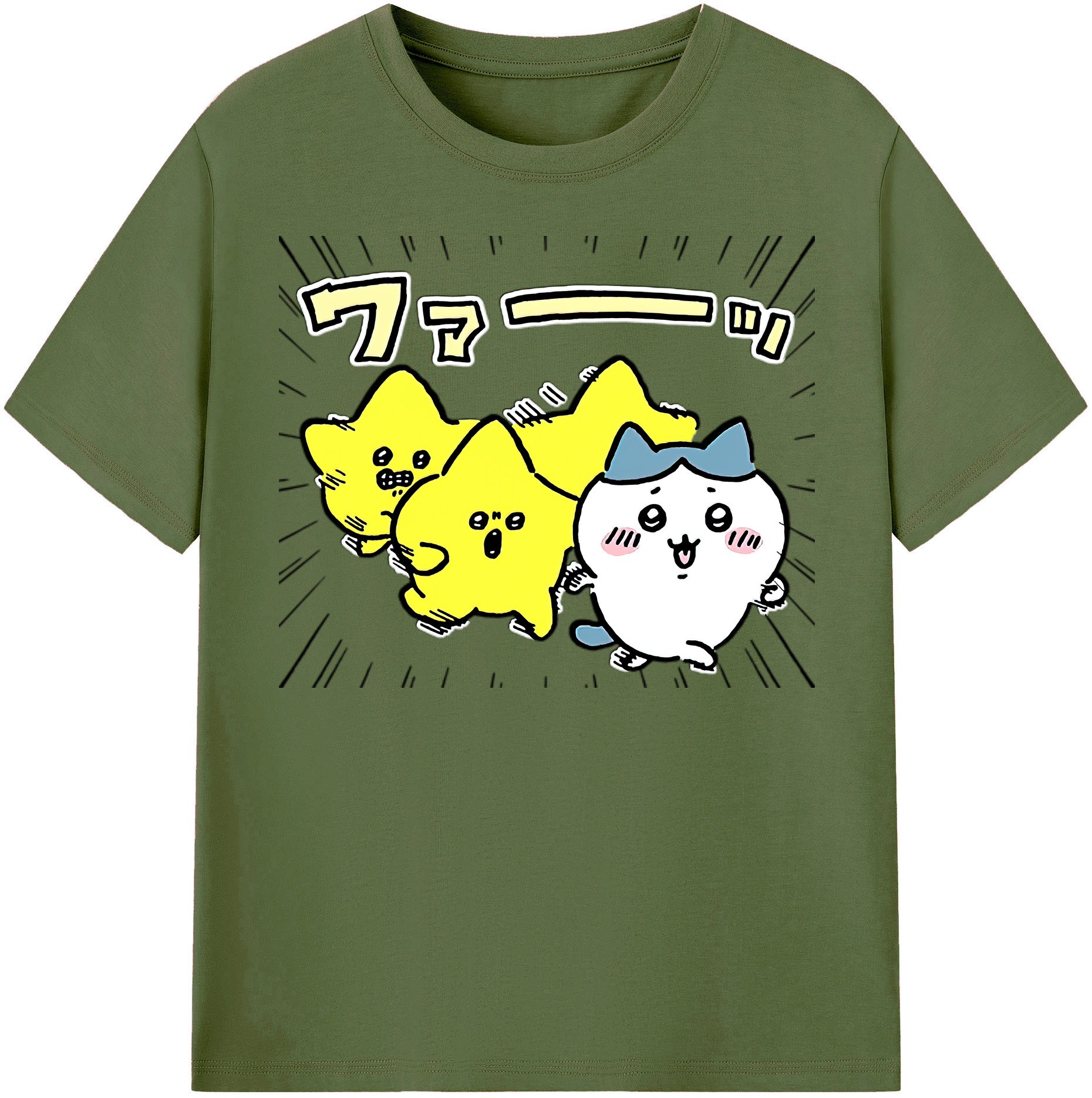 （画像用） ちいかわ 流れ星 Chii-kawa Shooting star 綿100％半袖Tシャツ（フロントプリント）